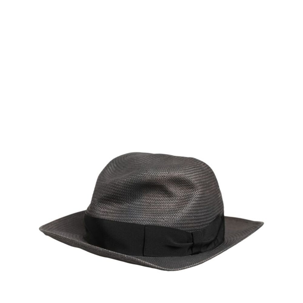 Dolce & Gabbana Men Gray Paper Woven Wide Brim Fedora Men's Hat
